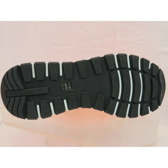 PRADA 4E3499 NEON ORANGE SPORT MESH BLACK LOGO LACE LOW TOP SNEAKERS 9 / US 10 - Picture 10 of 11